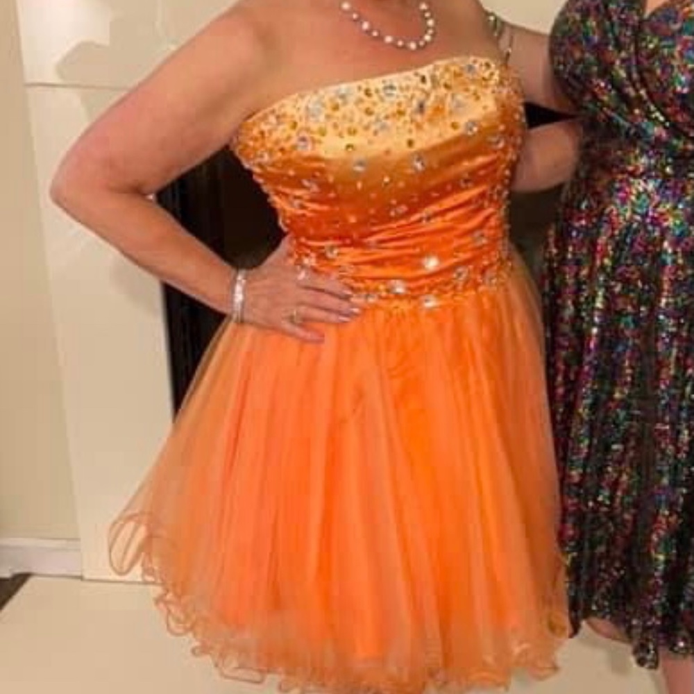 Coral Sequin Prom Dress